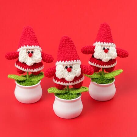 Hand woven - knitted - Santa Claus - potted plants - decorations -01.