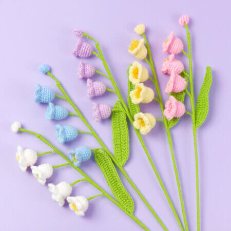 Hand woven - knitted - bell orchid - bouquet - decoration -01.