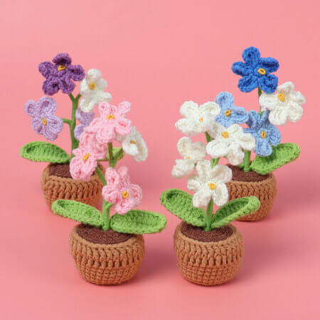 Hand woven - Knitted - Puff Flower - Potted Plants - Decorations -01.