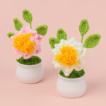 Hand woven - knitted - gardenia - potted - decorative -01.