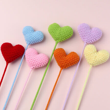 Hand woven - knitted - heart - bouquet - decoration - love.