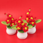 Hand woven - knitted - plum blossom - potted plant - decorative item -01.