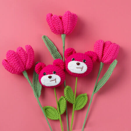 Hand woven - Knitted - Cute Bear - Bouquet - Decorations -01