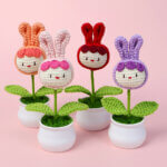 Hand woven - Knitted - Rabbit - Potted Plants - Decorations -01.