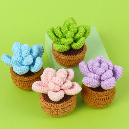 Hand woven - Knitted - Succulent Plants - Potted Plants - Decorations -01.