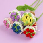 Hand woven - knitted - hand-held flowers - bouquets - decorations -01.